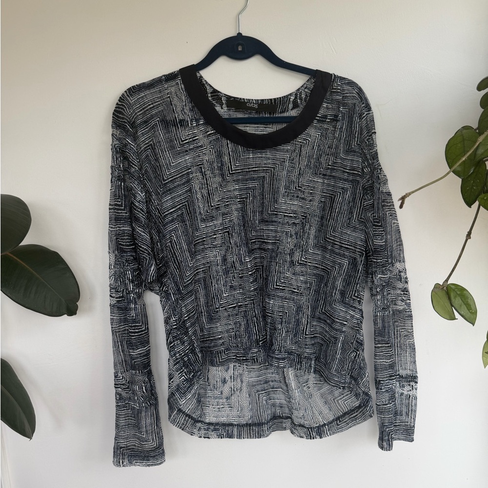 Blue and White Patterned Women's Top